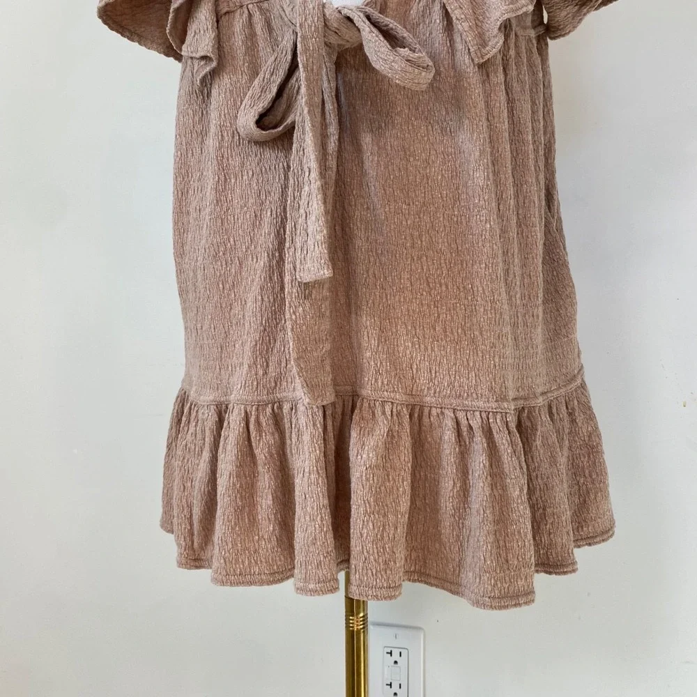 Free People Beach‎ Womens Delia Ruffle Mini Dress Size M Boho Country Cowgirl